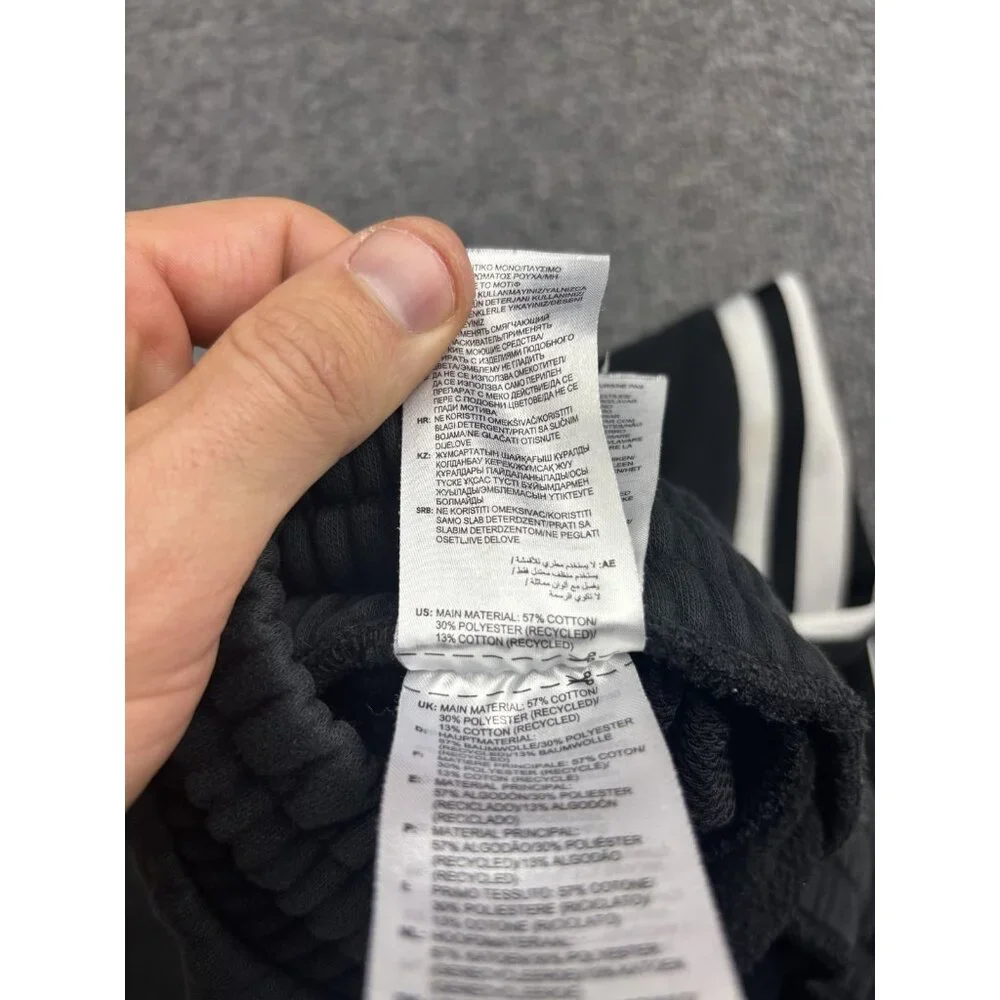 Adidas Sweatpants Mens Medium Black Fleece Joggers Side Stripe Colorblock Logo - Picture 9 of 10
